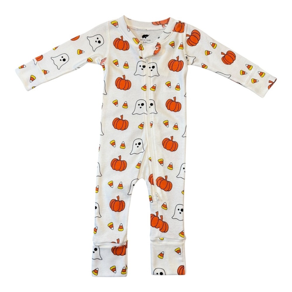 Monica + Andy 3-6M‎ Halloween Ghost Pumpkin Candy Corn One-Piece Pajamas